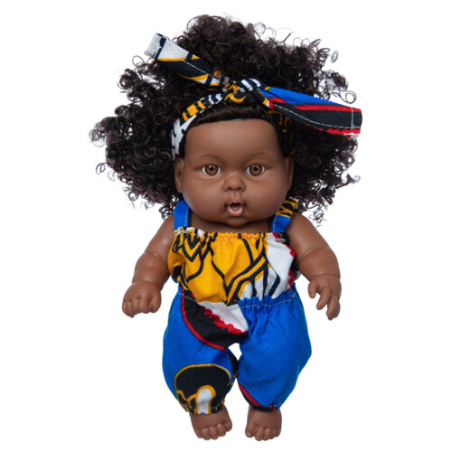 Zwarte Afrikaanse meisje vinylpop 20 cm