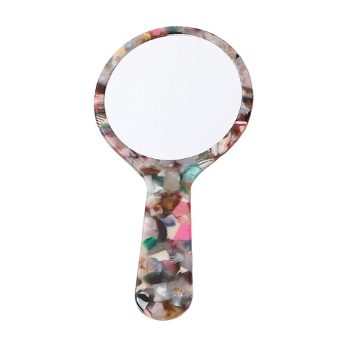 Portable Round Small Makeup Mirror With Acetate-marble color AA