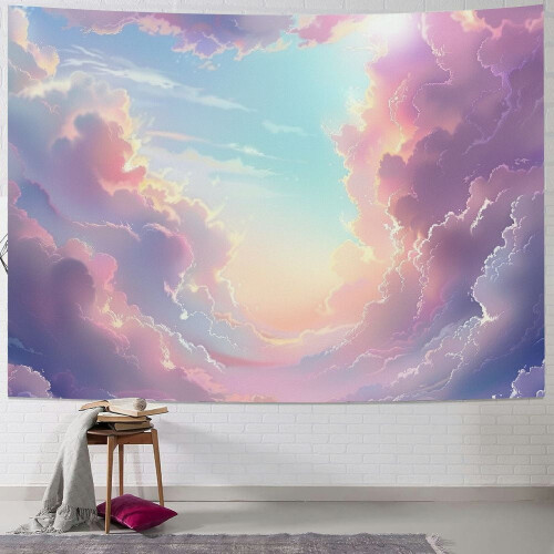 Pink Cloud Abstract Tapestry 40x30 in