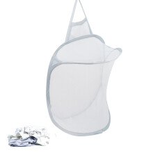 Wall-Mounted Foldable Laundry Basket with Hook