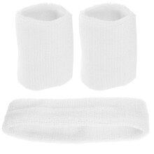 White Polyester Headband and Wristband Set