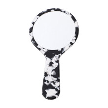 Miroir cosmétique rond en acétate avec poignée-AAA noir et blanc