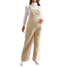 Stretchable Corduroy Pregnancy Overalls Adjustable- apricot S
