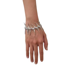 Zilveren visgraat doorn ketting artistieke-Doornige ketting
