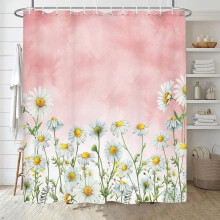 Daisy Shower Curtain Polyester 60 x 70 in with 12 Hooks