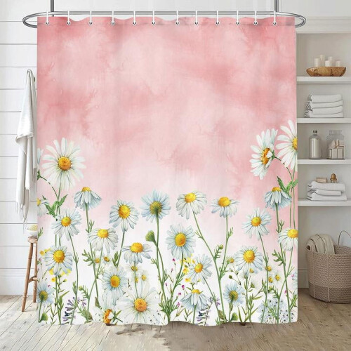 Daisy Shower Curtain Polyester 60 x 70 in with 12 Hooks