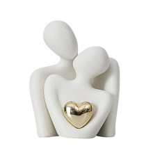 Mini statue de couple, sculpture abstraite blanche, 1 pièce
