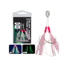2Pcs Double Fishing Assist Hook Small Jigs Jigging Hook-Pink 2
