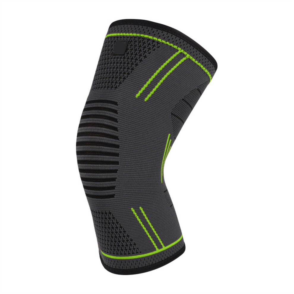 Gray/Green High Elastic Nylon Knitted Knee Support Silicone- M