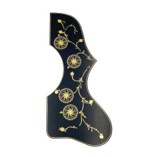 Self Adhesive Acoustic Guitar Pickguard-black yellow flowers