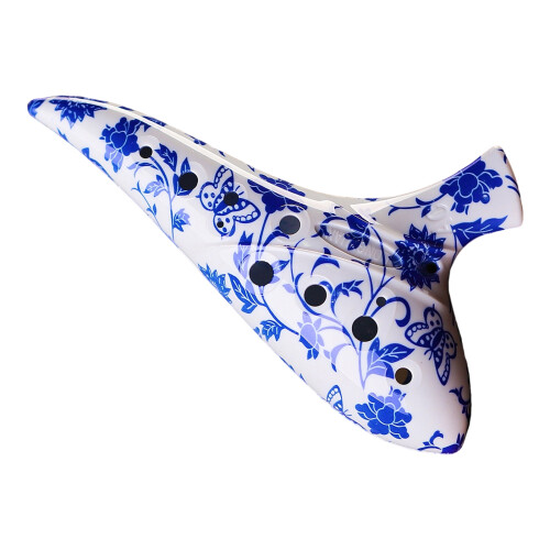 12 Hole Ceramic Ocarina Musical Device Smooth Surfaces-Blue