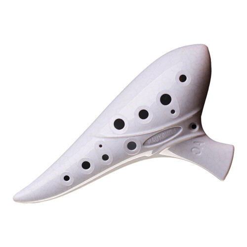 12 Hole Ceramic Ocarina Musical Instrument for Learners-White