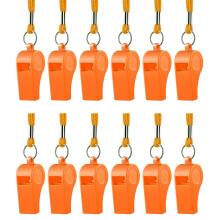 12Pcs Coaches Whistles with Lanyard Sports Whistle Loud-Orange