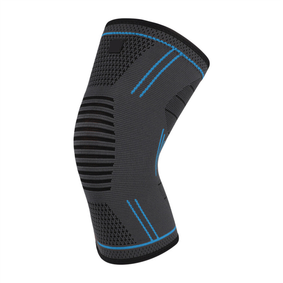 Gray/Blue Flexible Nylon Knitted Knee Brace Ventilated- Xl