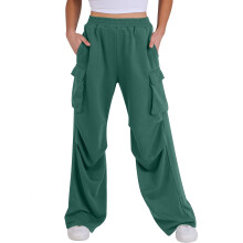 Women's loose-fitting wide-leg high-waisted jogging-Green M