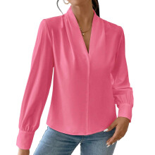 Women's work shirt, long-sleeved shirt, spring business-Pink S