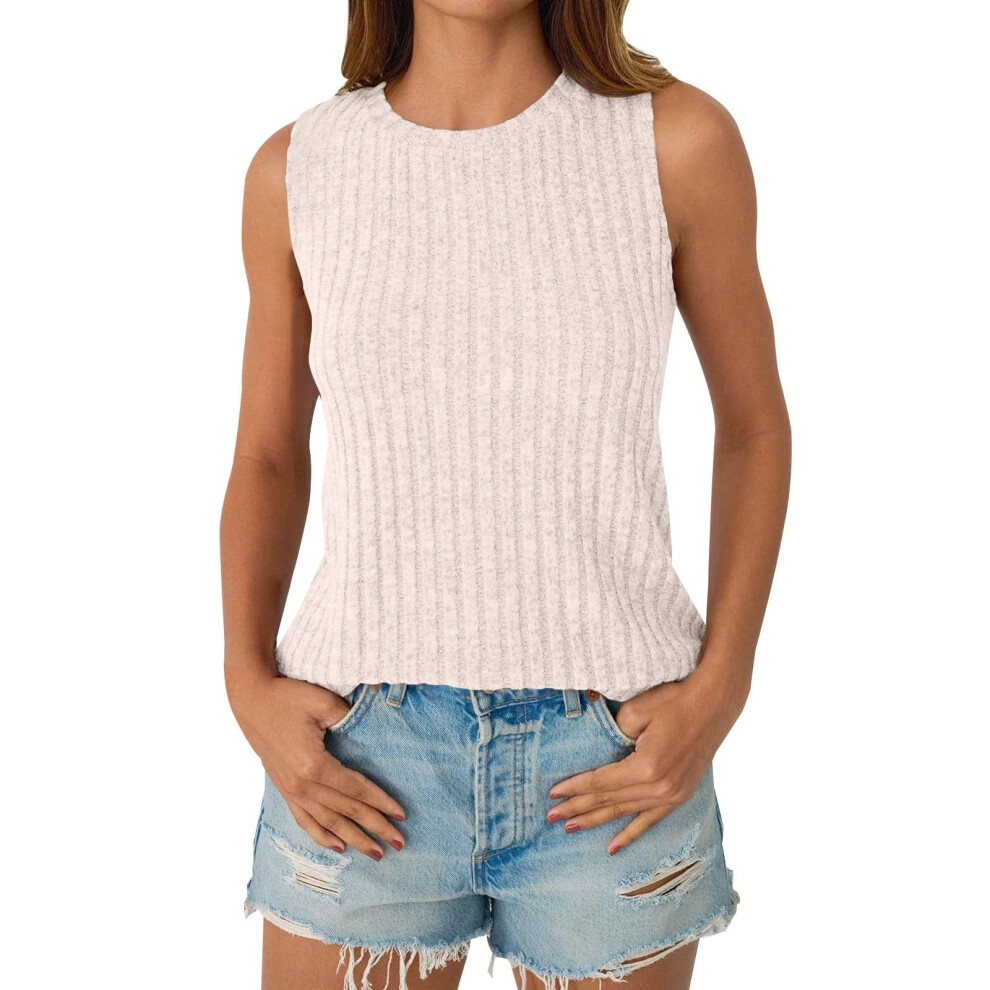 Women's sleeveless camisole shirt, spring V-neck-apricot XXL