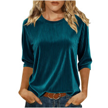 Women's velvet ribbed waist belted casual formal-mintgreen XL