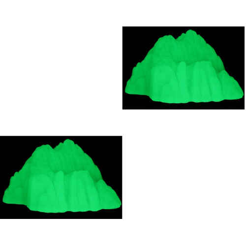 2Pcs Small Light Green Aquarium Decor Plastic Rockery with Night Glow 1