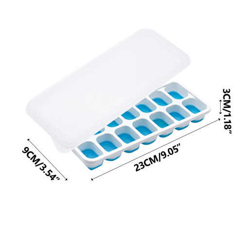 14-Cavity Ice Cube Tray with Lid, Soft Bottom 1