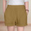 Mädchen-Leinenshorts, lässig, elastischer Bund, Taschen, Kaffee 2