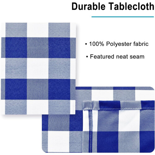 Royal Blue Gingham Tablecloth 60x102 in 2