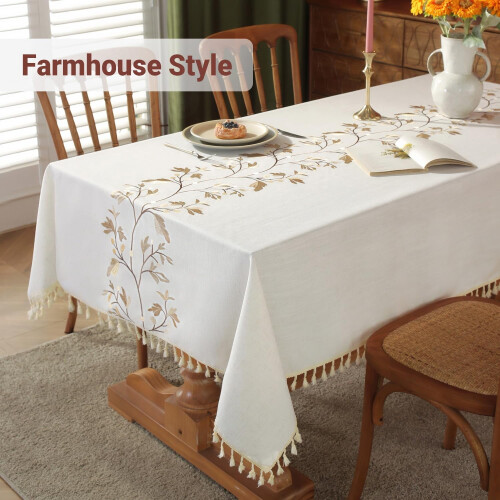 Cotton Linen Waterproof Tablecloth 55 x 70 in 1