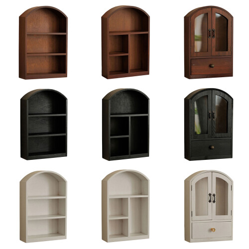Vitrine en bois compacte avec fenêtre-Dôme blanc trois étages 1