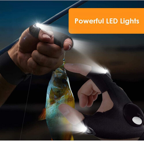 LED fingerløse handskelys til natfiskeri, camping og 1