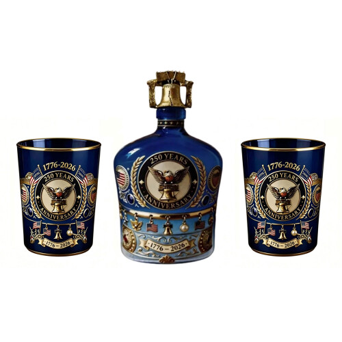 Historical Whiskeys Decanter Set-Blue bottle three