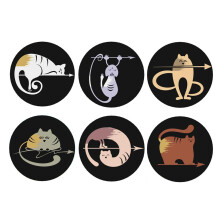 6 Piece Round Wood Coasters Heat Resistant Drink Mat For-A