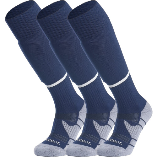 Knee High Soccer Socks Cushioned3-Pair Navy L