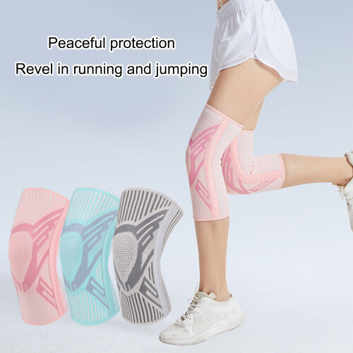 Breathable Stretchy Knit Knee Support Sleeve-Gray single pack L 1