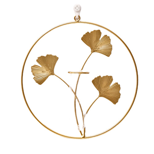 Modern Gold Metal and Glass Wall Vase
