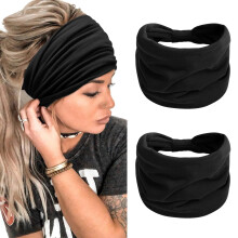 Boho Extra-Wide 7" Non-Slip Headbands for Women – 2 Pack