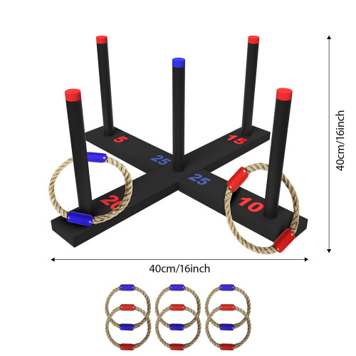 Travel Friendly Oaken Hoop Toss Set Includes 6 Permanent 2