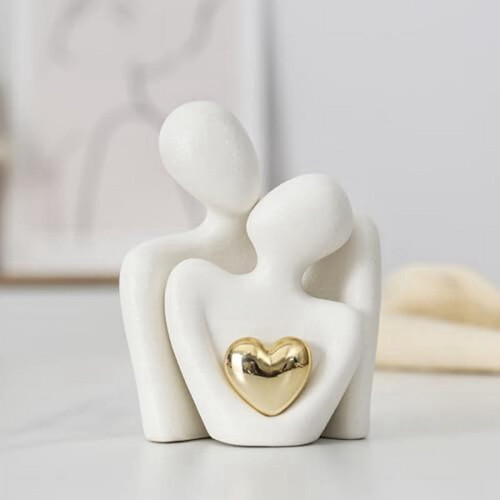 Mini statue de couple, sculpture abstraite blanche, 1 pièce 2