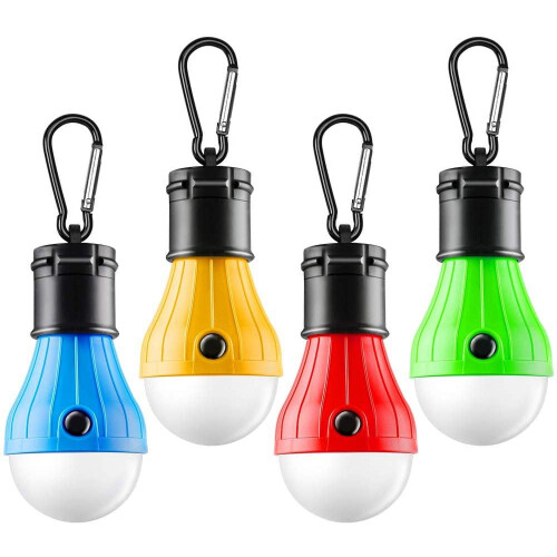 Lot de 4 lanternes de camping LED avec mousqueton