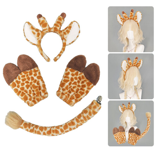 Ensemble d'accessoires de Costume de girafe-gants de cerf marron 2