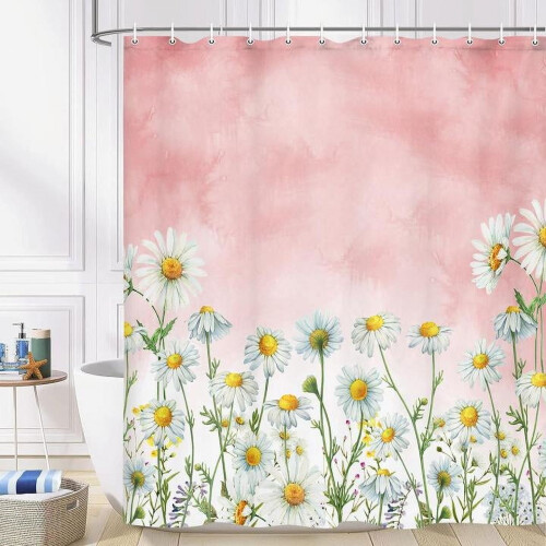 Daisy Shower Curtain Polyester 60 x 70 in with 12 Hooks 2