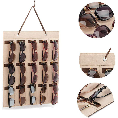 Wall-Mounted Sunglasses Organizer Pocket15Slots