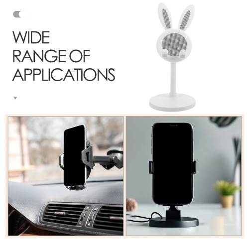 Bunny Phone Stand – Adjustable White Plastic Desk Holder 2