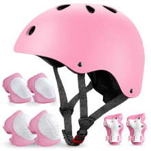 Casco y conjunto de protección para bicicleta infantil, color rosa, tallas 3-10