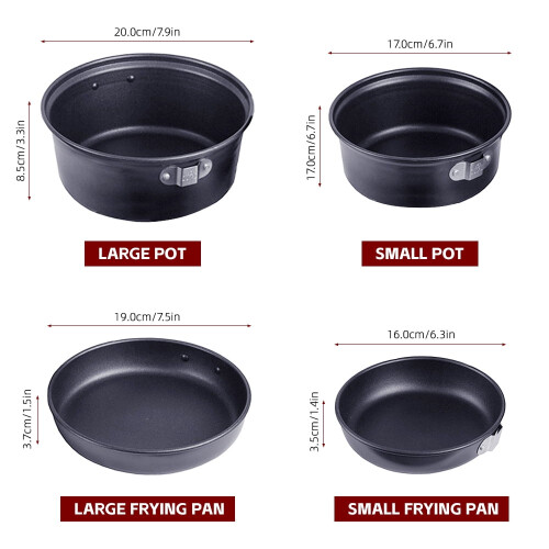 Aluminium non-stick campingkøkkengrejsæt, 5 dele 1