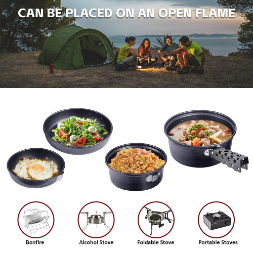 Aluminium non-stick campingkøkkengrejsæt, 5 dele 2