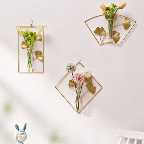 Modern Gold Metal and Glass Wall Vase 2
