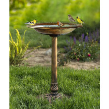 Westcharm fuglebad i bronzeharpiks med piedestalbase