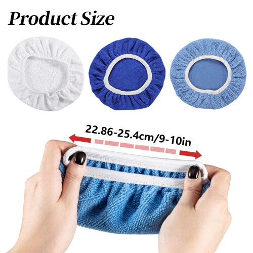 Car Polisher Bonnet 9-10 Inches Soft Microfiber White 2