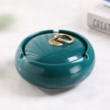 Keramikaschenbecher mit Deckel, 10,8 x 8,8 x 5,6 cm
