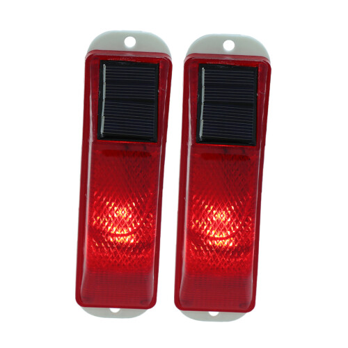 Solar Warning Light Red 2 Pack Outdoor Garden 2